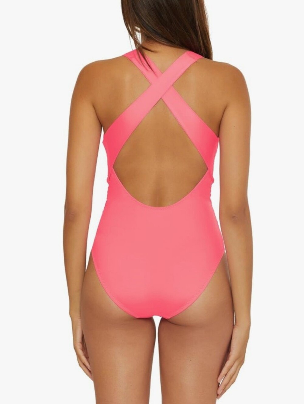 Trina Turk Pink One Piece Swimsuit Cross Back Wrap Bodice Size 8 NWOT - Picture 2 of 7